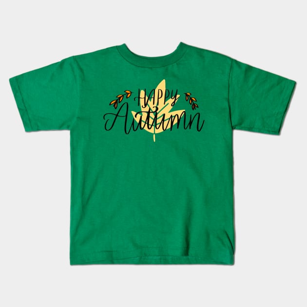 Happy Autumn Kids T-Shirt by Mako Design 